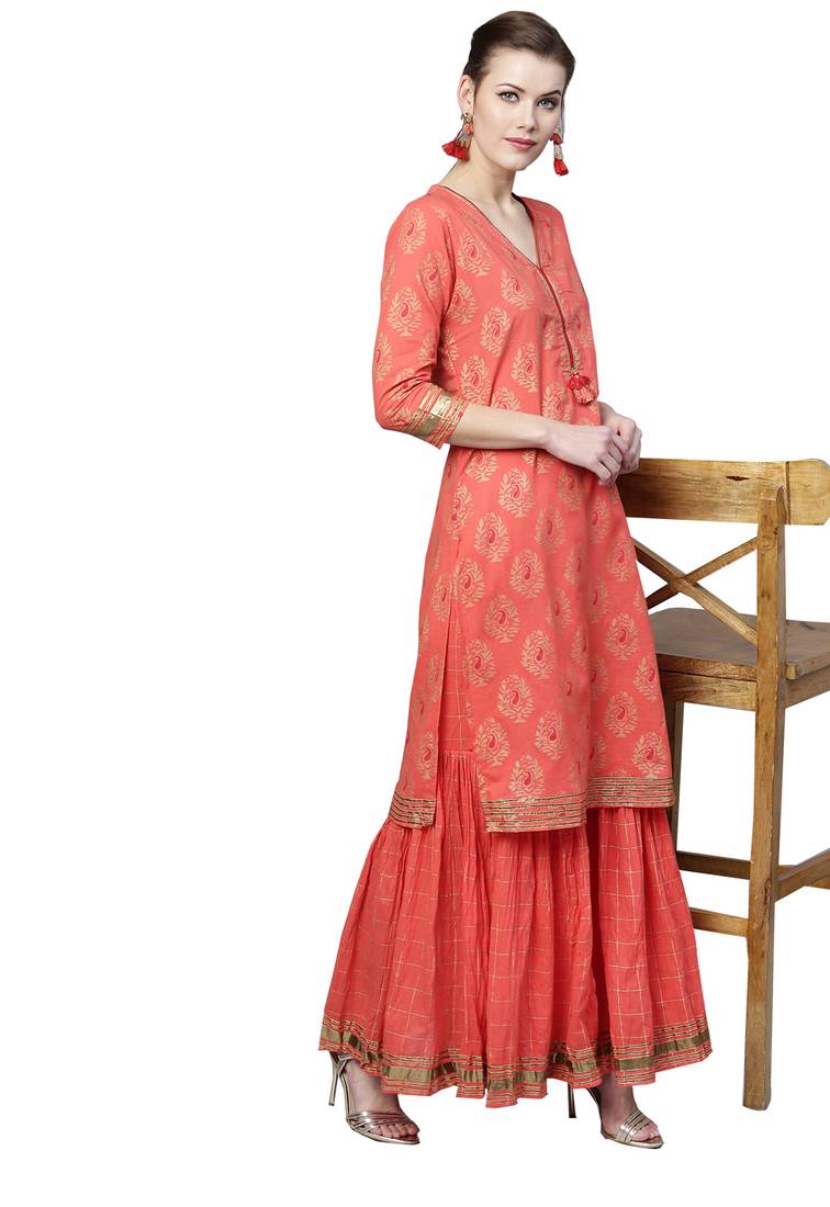 red cotton palazzo