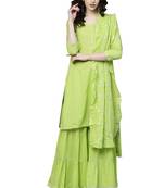 Green printed cotton palazzo kurta