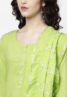 Green printed cotton palazzo kurta 5