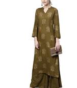 Green embroidered viscose palazzo kurta