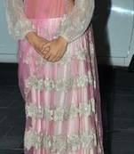 Jacqueline Fernandes Floral Design Bollywood Replica Pink & White Lehenga Saree