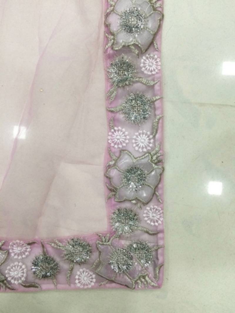 Jacqueline Fernandes Floral Design Bollywood Replica Pink & White Lehenga Saree