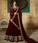 Maroon Embroidered Georgette Anarkali