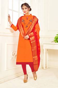 Orange banarasi cotton salwar