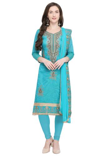 Turquoise Embroidered Chanderi Salwar