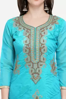 Turquoise Embroidered Chanderi Salwar