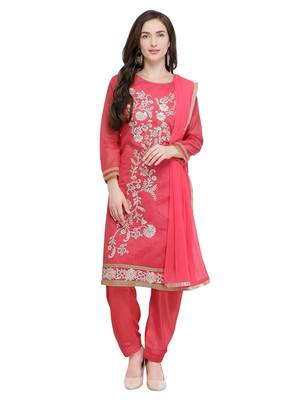 Pink embroidered chanderi salwar 1
