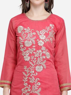Pink embroidered chanderi salwar 2