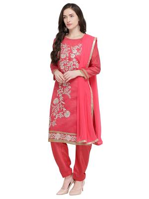 Pink embroidered chanderi salwar 3