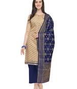Beige Silk blend Jacquard Work Unstitched Dress Material For Women's