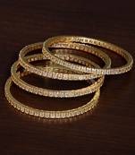 Brass Made Gold Plated Diamond Embellished Bangles for Women