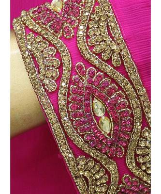 Fuchsia Pink Embroidered Crystal Embellished Arabian Traditional Chiffon Kaftan / Gown 4