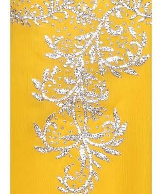 Yellow Embroidered Crystal Embellished Arabian Traditional Chiffon Kaftan / Gown 3