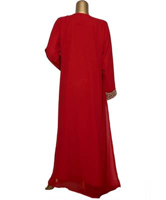 Maroon Crystal Beads Embellished Chiffon Arabian Kaftan Gown Caftan 5