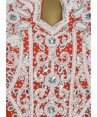 Orange Crystal Beads Embellished Chiffon Arabian Kaftan Gown Caftan 3