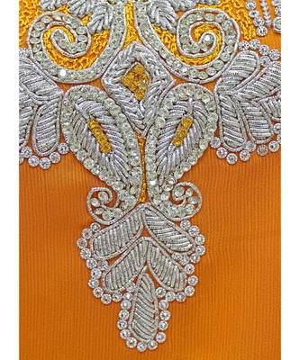 Orange Crystal Embellished Islamic Arabian Chiffon Kaftan Gown Caftan 4