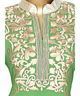 Green Embroidered Traditional Islamic Arabian Chiffon Kaftan Gown Caftan 2