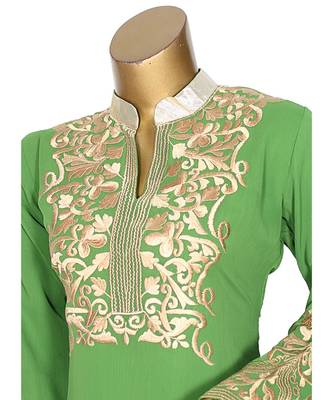 Green Embroidered Traditional Islamic Arabian Chiffon Kaftan Gown Caftan 4