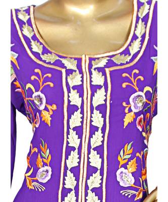 Purple Embroidered Traditional Islamic Arabian Chiffon Kaftan Gown Caftan 2