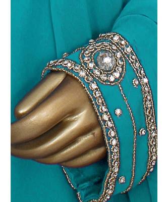 Aqua Green Crystal Embellished Traditional Islamic Chiffon Kaftan Gown Farasha 3