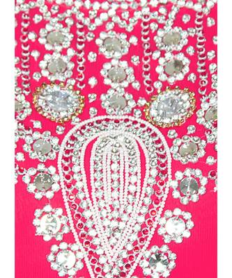 Fuchsia Pink Crystal Embellished Traditional Islamic Chiffon Kaftan Gown Farasha 4