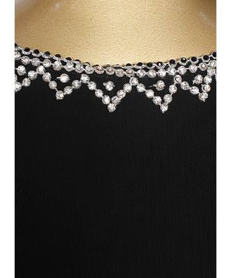 Black Crystal Embellished Traditional Islamic Chiffon Kaftan Gown Farasha 4