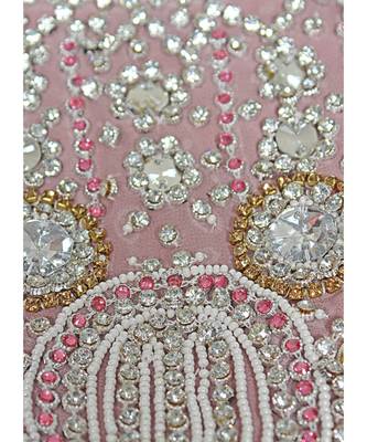 Onion Pink Crystal Embellished Traditional Islamic Chiffon Kaftan Gown Farasha 3