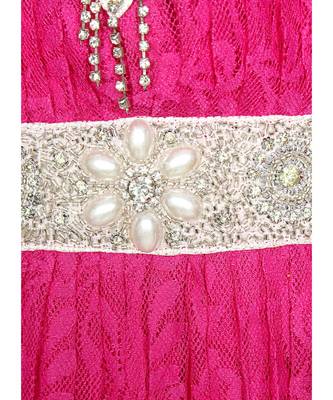 Fuchsia Pink Embroidered Crystal Embellished Arabian Kaftan Gown Caftan Abaya 4