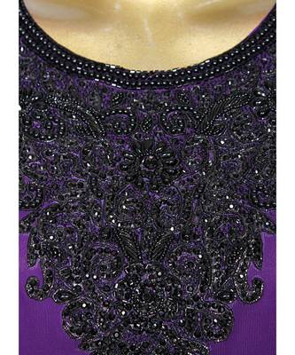 Purple Traditional Beads Embellished Chiffon Kaftan Gown Caftan Abaya 2