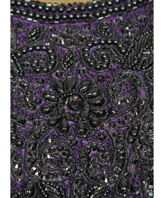 Purple Traditional Beads Embellished Chiffon Kaftan Gown Caftan Abaya 3