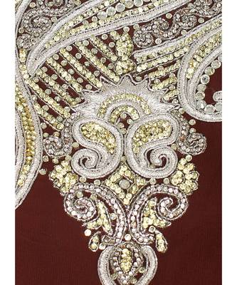 Brown Embroidered Stone work Traditional Georgette Kaftan Gown Farasha 3