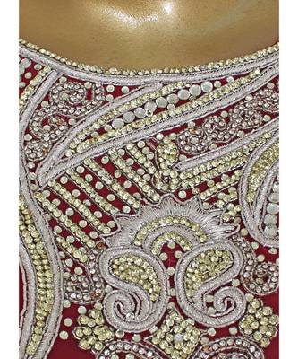 Magenta Embroidered Stone work Traditional Georgette Kaftan Gown Farasha 3