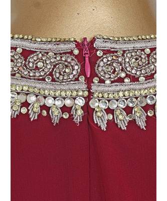 Magenta Embroidered Stone work Traditional Georgette Kaftan Gown Farasha 4