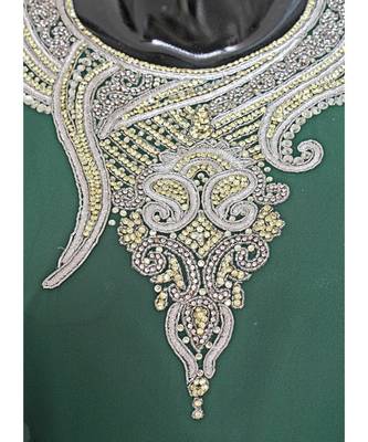 Green Embroidered Stone work Traditional Georgette Kaftan Gown Farasha 3