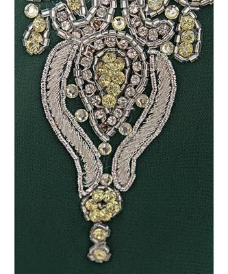 Green Embroidered Stone work Traditional Georgette Kaftan Gown Farasha 4