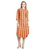 Orange printed rayon kurti
