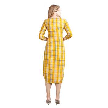 Yellow printed rayon kurti 2