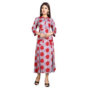 Pink printed rayon kurti 1