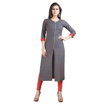 Blue printed rayon kurti 1