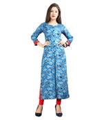 Blue printed rayon kurti