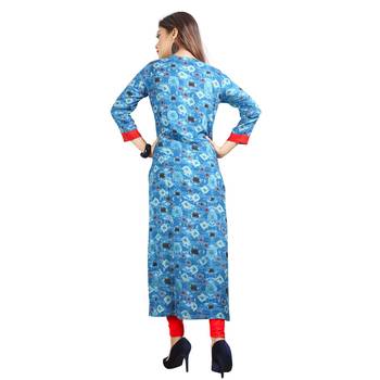 Blue printed rayon kurti 2