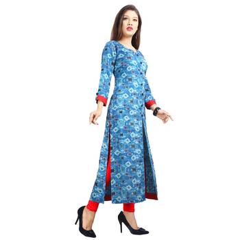 Blue printed rayon kurti 3
