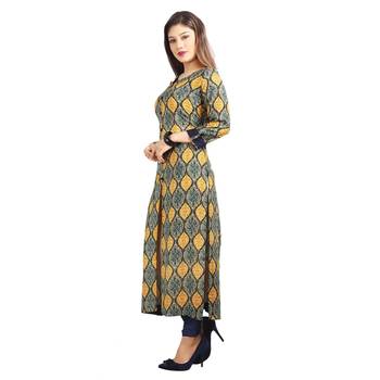 Green printed rayon kurti 3