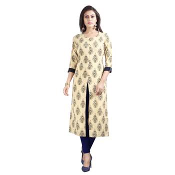 Off-white printed rayon kurti 1