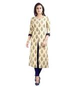 Off-white printed rayon kurti