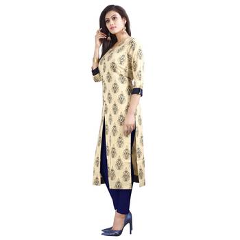 Off-white printed rayon kurti 3