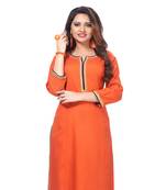 Orange plain rayon kurti