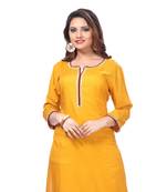 Yellow plain rayon kurti