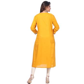 Yellow plain rayon kurti 2