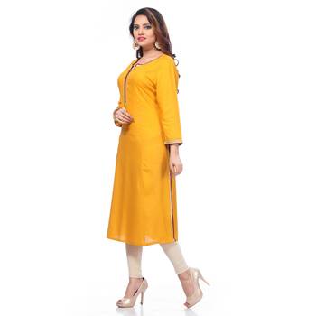 Yellow plain rayon kurti 3